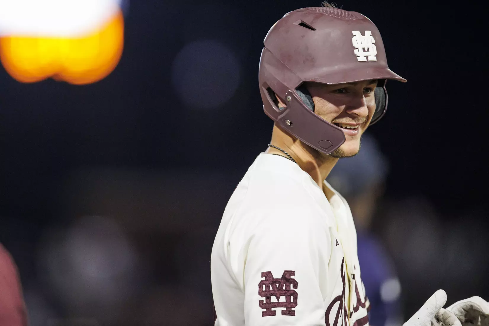 STARKVILLE, MS - April 19, 2022 - Mississippi State Infielder Davis Meche (#12) during the game between the Jackson State Tigers and the Mississippi State Bulldogs at Dudy Noble Field at Polk-Dement Stadium in Starkville, MS. Photo By Sloane Bush