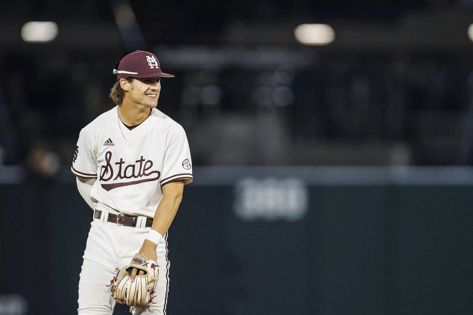 STARKVILLE, MS - April 19, 2022 - Mississippi State Infielder Tanner Leggett (#31) during the game between the Jackson State Tigers and the Mississippi State Bulldogs at Dudy Noble Field at Polk-Dement Stadium in Starkville, MS. Photo By Sloane Bush