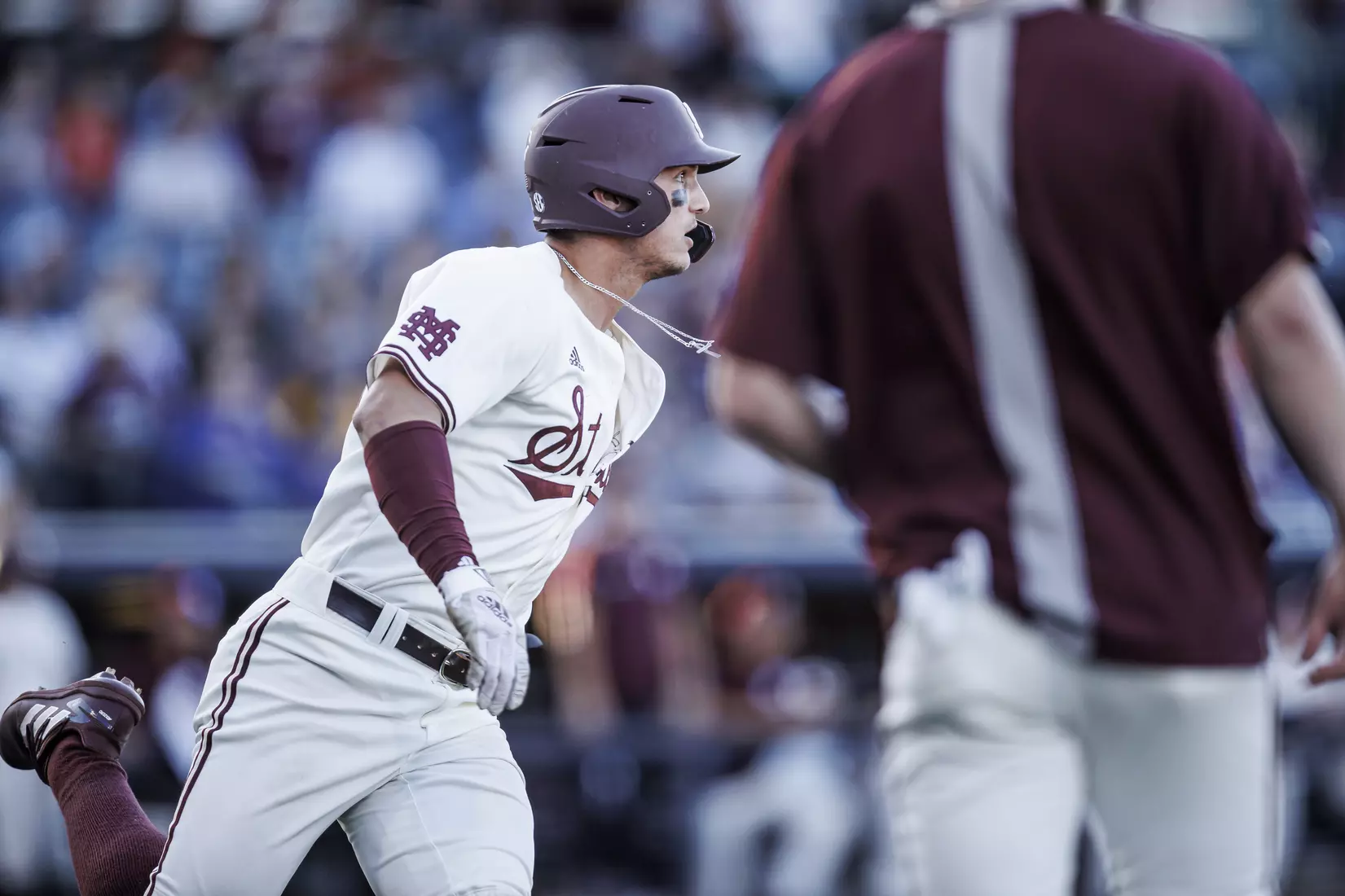 STARKVILLE, MS - April 26, 2022 - Mississippi State Outfielder Brad Cumbest (#33) during the game between the Mississippi State Bulldogs and the Ole Miss Rebels at Trustmark Park in Pearl, MS. Photo By Kevin Snyder