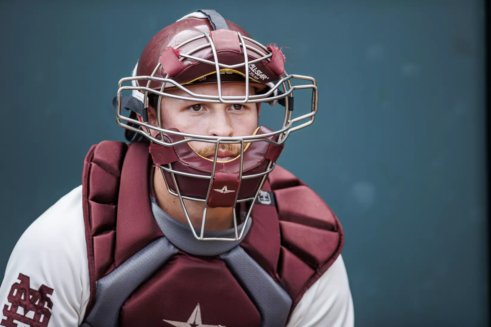 STARKVILLE, MS - February 22, 2022 - Mississippi State Infielder Luke Hancock (#20) in the bullpen before the game between the University of Arkansas at Pine Bluff Golden Lions and the Mississippi State Bulldogs at Dudy Noble Field at Polk-Dement Stadium in Starkville, MS. Photo By Kevin Snyder