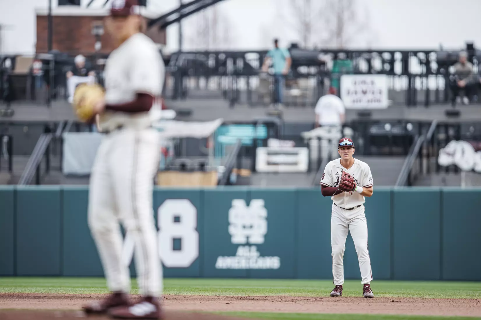 STARKVILLE, MS - February 22, 2022 - Mississippi State Infielder RJ Yeager (#4) during the game between the University of Arkansas at Pine Bluff Golden Lions and the Mississippi State Bulldogs at Dudy Noble Field at Polk-Dement Stadium in Starkville, MS. Photo By Kevin Snyder