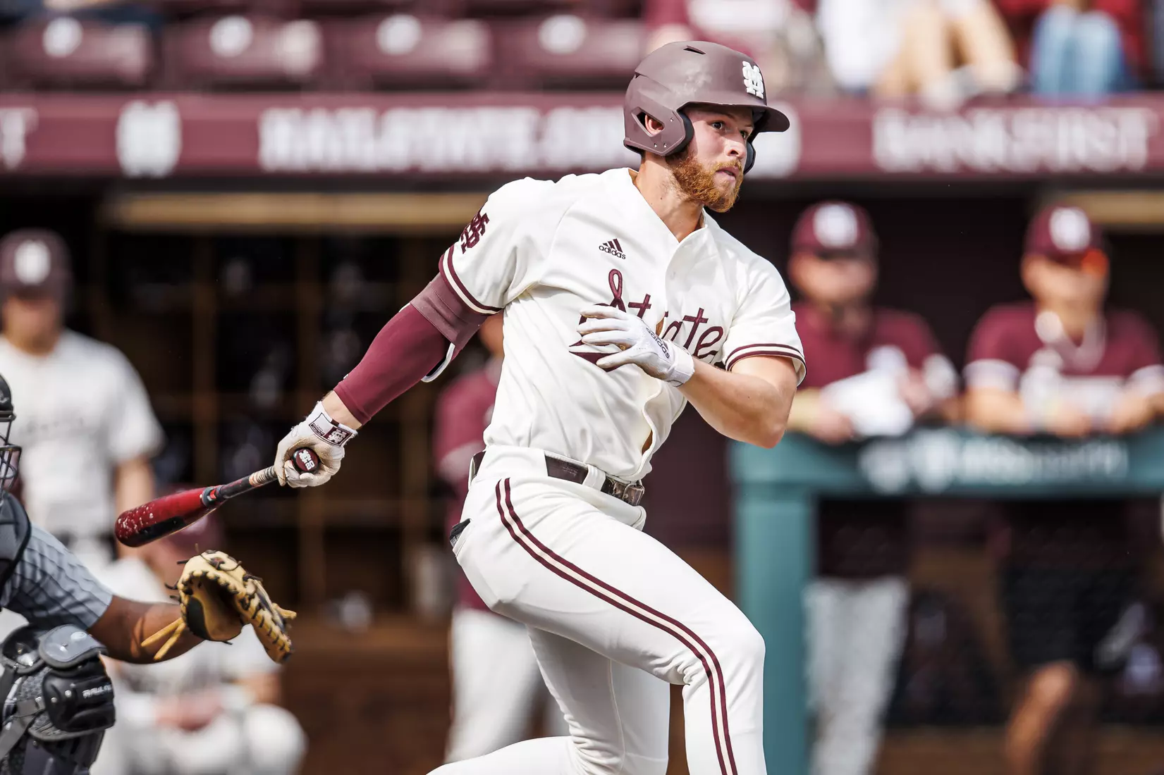STARKVILLE, MS - February 22, 2022 - Mississippi State Infielder Luke Hancock (#20) during the game between the University of Arkansas at Pine Bluff Golden Lions and the Mississippi State Bulldogs at Dudy Noble Field at Polk-Dement Stadium in Starkville, MS. Photo By Kevin Snyder