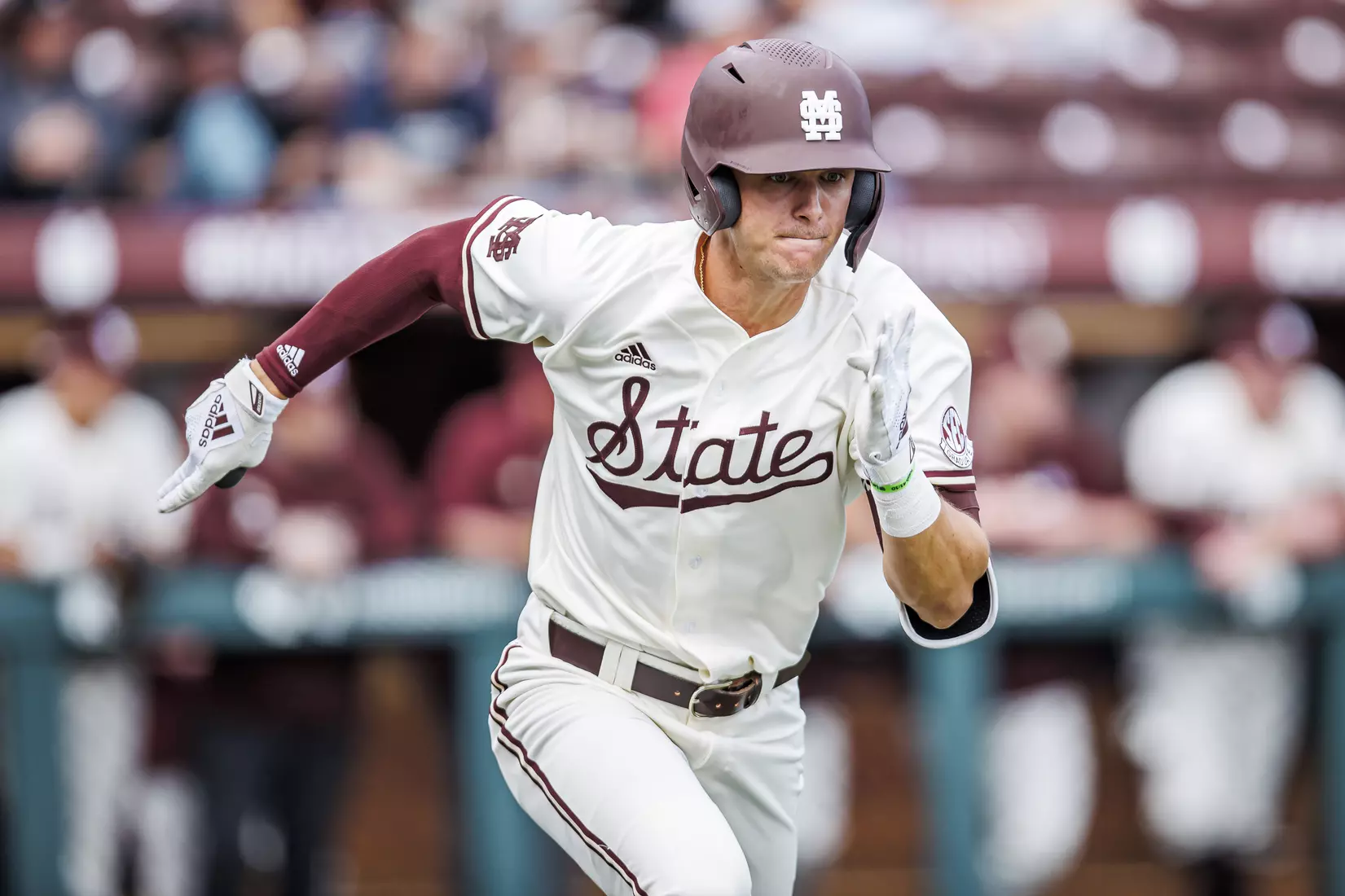 STARKVILLE, MS - February 22, 2022 - Mississippi State Infielder RJ Yeager (#4) during the game between the University of Arkansas at Pine Bluff Golden Lions and the Mississippi State Bulldogs at Dudy Noble Field at Polk-Dement Stadium in Starkville, MS. Photo By Kevin Snyder