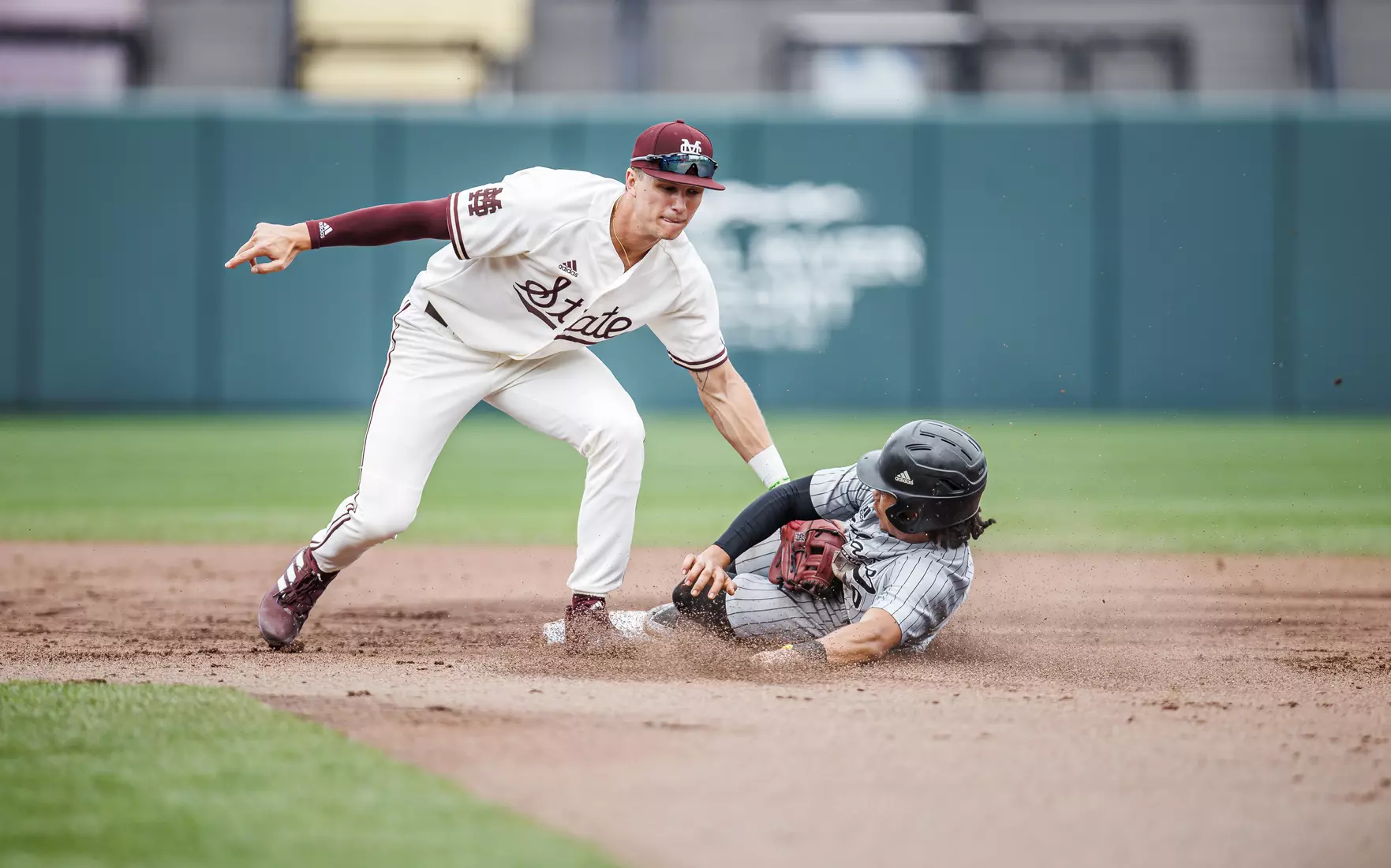 STARKVILLE, MS - February 22, 2022 - Mississippi State Infielder RJ Yeager (#4) during the game between the University of Arkansas at Pine Bluff Golden Lions and the Mississippi State Bulldogs at Dudy Noble Field at Polk-Dement Stadium in Starkville, MS. Photo By Kevin Snyder