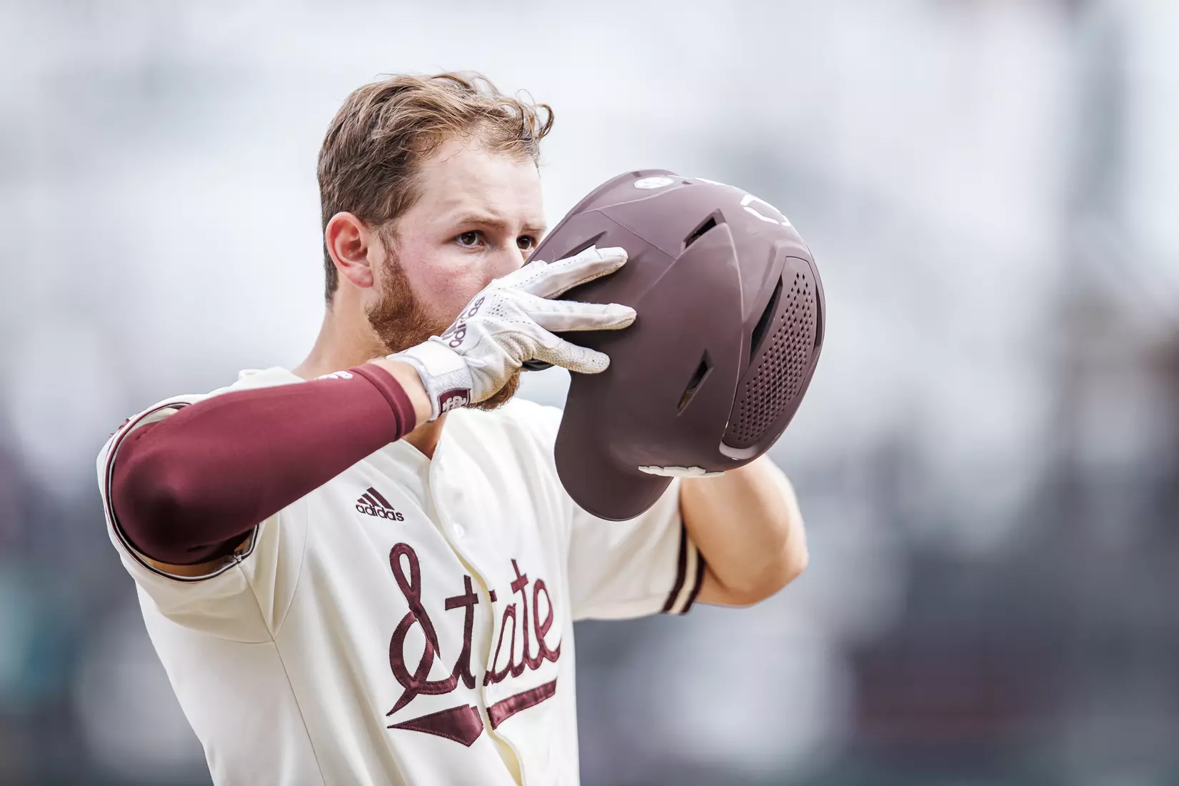 STARKVILLE, MS - February 22, 2022 - Mississippi State Infielder Luke Hancock (#20) during the game between the University of Arkansas at Pine Bluff Golden Lions and the Mississippi State Bulldogs at Dudy Noble Field at Polk-Dement Stadium in Starkville, MS. Photo By Kevin Snyder