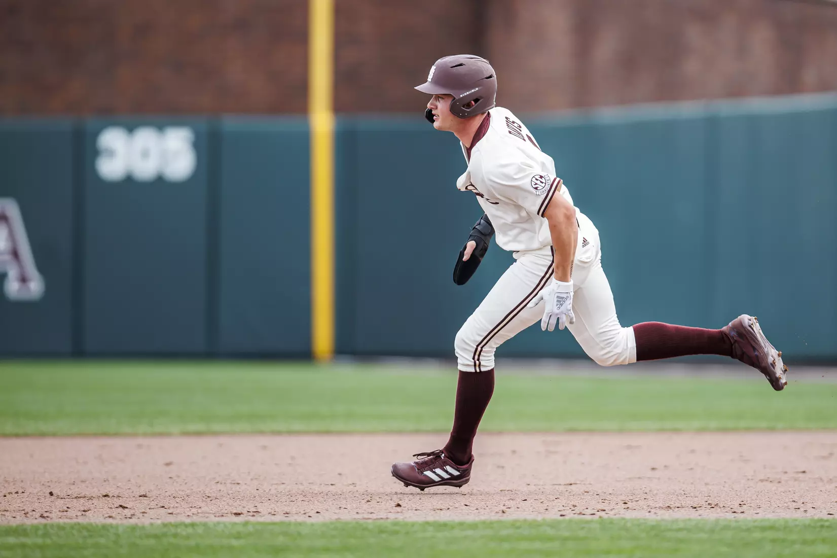 STARKVILLE, MS - February 22, 2022 - Mississippi State Outfielder Jess Davis (#3) during the game between the University of Arkansas at Pine Bluff Golden Lions and the Mississippi State Bulldogs at Dudy Noble Field at Polk-Dement Stadium in Starkville, MS. Photo By Kevin Snyder