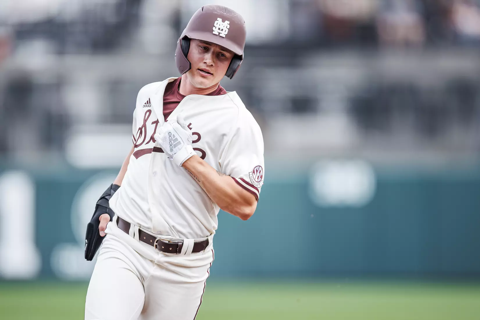 STARKVILLE, MS - February 22, 2022 - Mississippi State Outfielder Jess Davis (#3) during the game between the University of Arkansas at Pine Bluff Golden Lions and the Mississippi State Bulldogs at Dudy Noble Field at Polk-Dement Stadium in Starkville, MS. Photo By Kevin Snyder