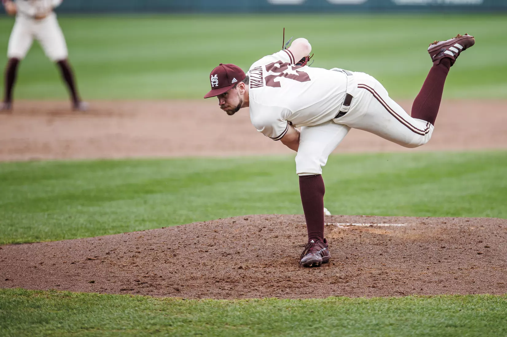 STARKVILLE, MS - February 22, 2022 - Mississippi State Pitcher Andrew Walling (#29) during the game between the University of Arkansas at Pine Bluff Golden Lions and the Mississippi State Bulldogs at Dudy Noble Field at Polk-Dement Stadium in Starkville, MS. Photo By Kevin Snyder