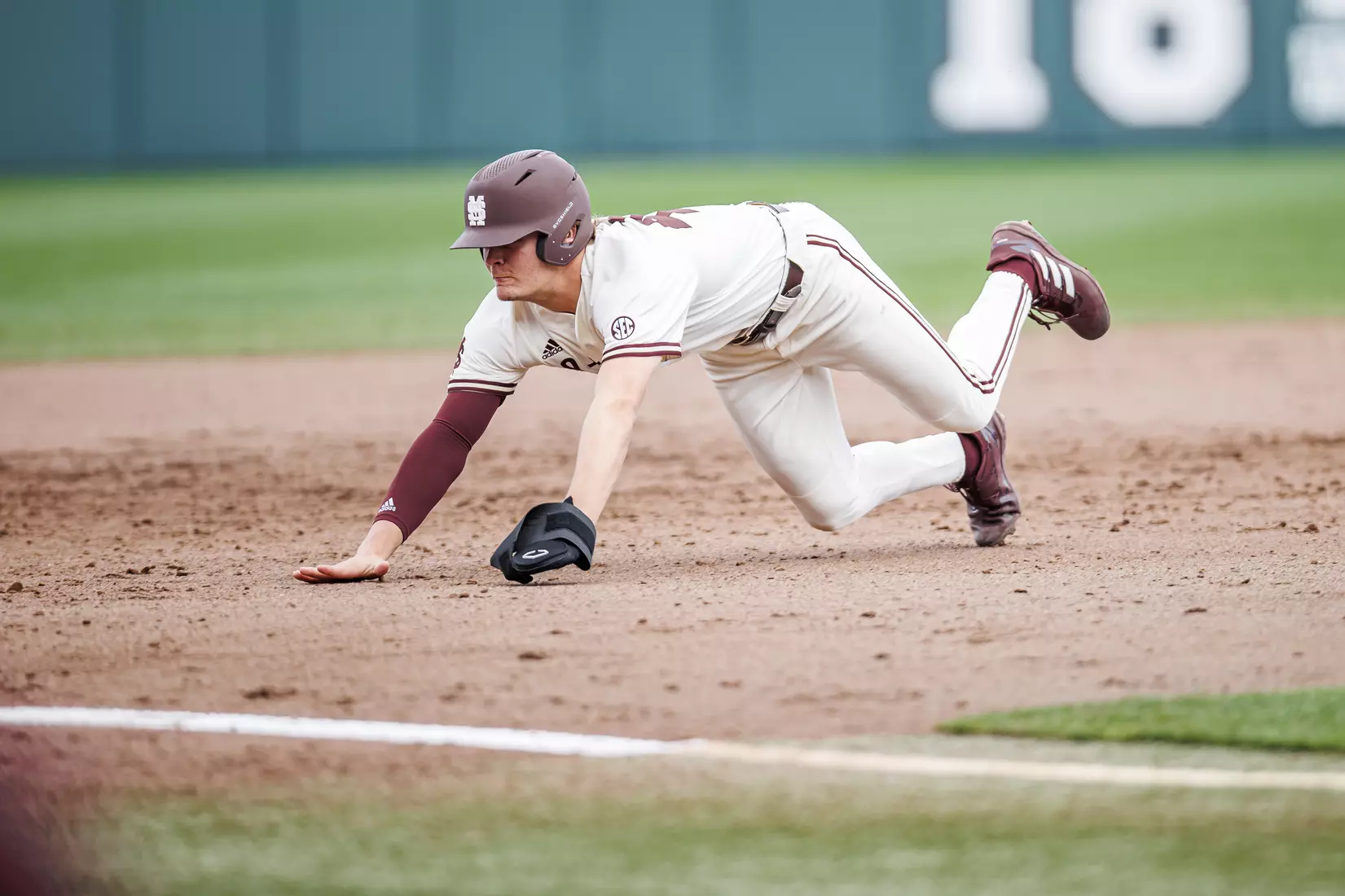 STARKVILLE, MS - February 22, 2022 - Mississippi State Infielder/Outfielder Hunter Hines (#44) during the game between the University of Arkansas at Pine Bluff Golden Lions and the Mississippi State Bulldogs at Dudy Noble Field at Polk-Dement Stadium in Starkville, MS. Photo By Kevin Snyder