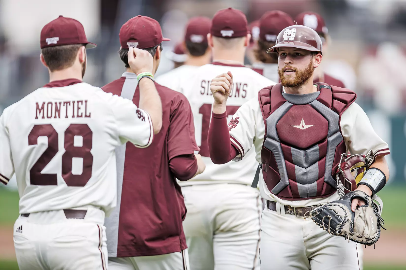 STARKVILLE, MS - February 22, 2022 - Mississippi State Infielder Luke Hancock (#20) after the game between the University of Arkansas at Pine Bluff Golden Lions and the Mississippi State Bulldogs at Dudy Noble Field at Polk-Dement Stadium in Starkville, MS. Photo By Kevin Snyder