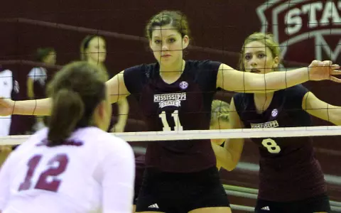 State Volleyball Blanks AU On The Plains; Completes Series Sweep
