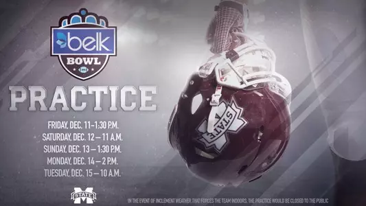 FIVE BELK BOWL PRACTICES OPEN TO PUBLIC IN STARKVILLE