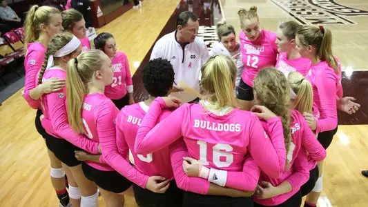 Team Strategizes During The Georgia Match on Oct. 15.