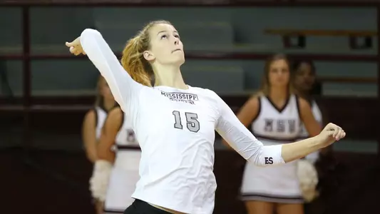 Benner Goes Up For a Kill Against No. 4 Florida on Nov. 29.