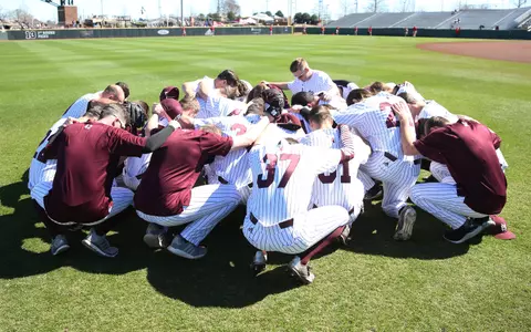 Pregame team huddle