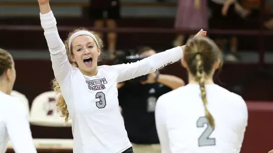 Zgunda Celebrates After Set Win on Friday.