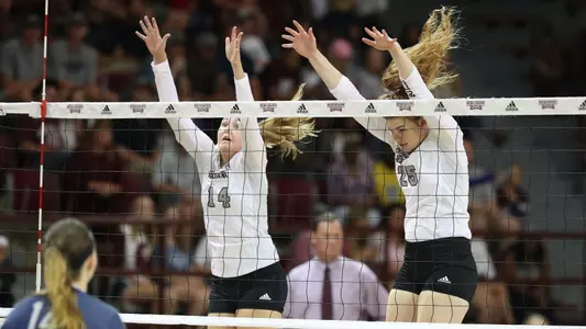 Maddox and Gray Go Up For A Block Against Ole Miss.