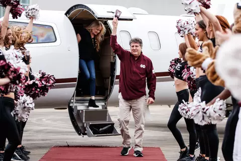 STARKVILLE, MS - JANUARY 09, 2020 - Mike Leach, the new Head Coach of the Mississippi State Bulldogs football team arrives in Starkville, MS. Photo By Aaron Cornia