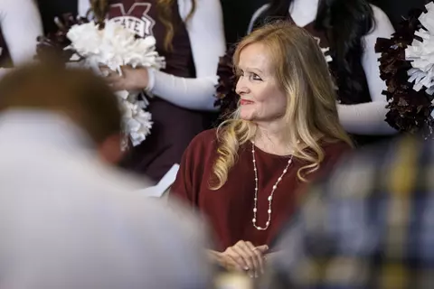 STARKVILLE, MS - JANUARY 10, 2020 - Sharon Leach during Head Coach Mike Leach's introductory press conference at the Leo Seal Jr. Football Complex in Starkville, MS. Photo By Austin Perryman