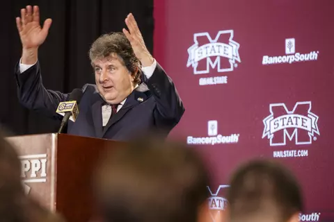 STARKVILLE, MS - JANUARY 10, 2020 - Mississippi State Head Coach Mike Leach during his introductory press conference at the Leo Seal Jr. Football Complex in Starkville, MS. Photo By Austin Perryman