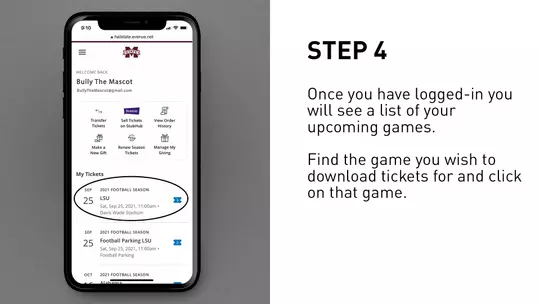 Find the game you wish to download your ticket for and click on that game.