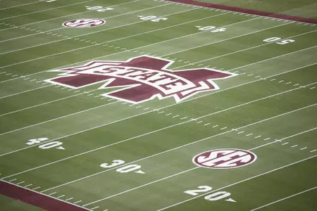 STARKVILLE, MS - April 16, 2021 - Field paint before Super Bulldog Weekend at Davis Wade Stadium at Scott Field in Starkville, MS. Photo By Austin Perryman