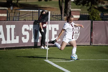 STARKVILLE, MS - April 01, 2021 - The Mississippi State Bulldogs take on Columbus State at the MSU Soccer Field in Starkville, MS. Photo By Chamberlain Smith