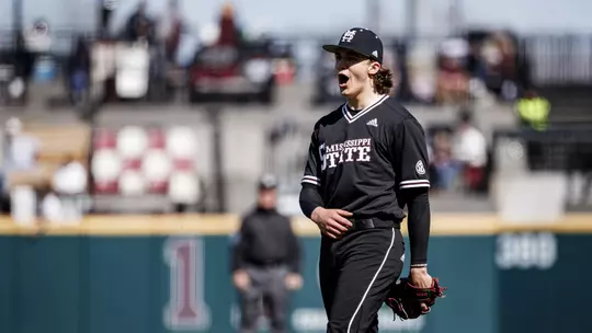 Jackson Fristoe celebrates against Kent State.