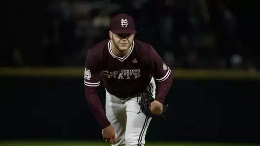 Mississippi State pitcher Landon Sims gets a sign earlier this season.