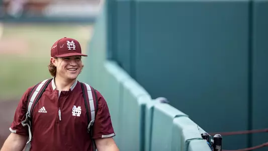 Houston Harding flashes a smile prior to Monday's Mississippi State game against Campbell.