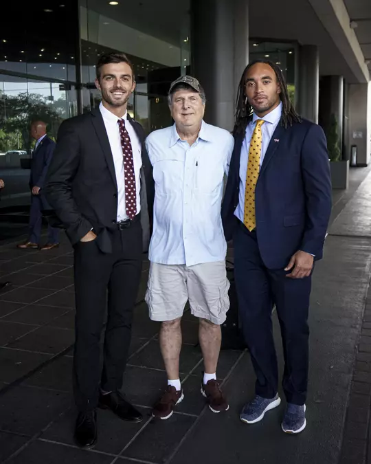 Mike Leach, Aaron Brule and Austin Williams