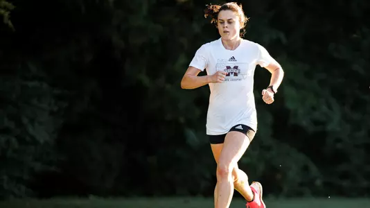 STARKVILLE, MS - September 13, 2022 - Mississippi Stateâ??s Madison Jones during Cross Country practice at the Leo Seal Jr. Football Complex at Mississippi State University in Starkville, MS. Photo By Ivy Ball