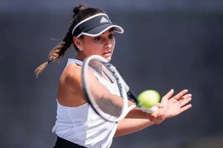STARKVILLE, MS - March 20, 2022 - Mississippi Stateâ??s Alessia Tagliente during the match between the Alabama Crimson Tide and the Mississippi State Bulldogs at the AJ Pitts Tennis Centre in Starkville, MS. Photo By Kevin Snyder
