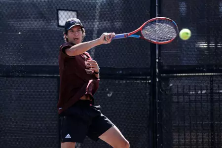 STARKVILLE, MS - October 10, 2022 - Mississippi State's Seth Richey during practice at the AJ Pitts Tennis Centre in Starkville, MS. Photo By Mike Mattina