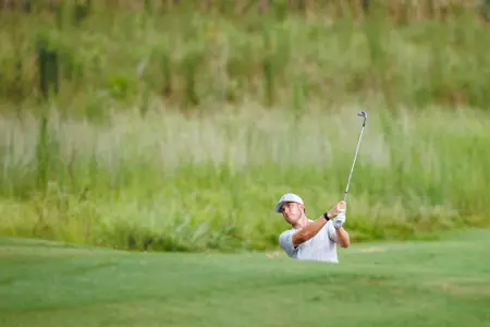 WEST POINT, MS - August 31, 2022 - Mississippi State's Austin Vukovits during a practice round at Mossy Oak Golf Club in West Point, MS. Photo By Kevin Snyder