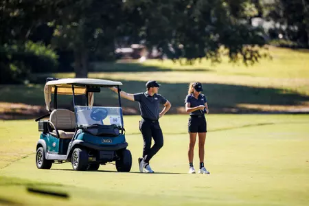WEST POINT, MS - October 17, 2022 - Mississippi State Head Coach Charlie Ewing and Mississippi State's Hannah Levi during the Ally at Old Waverly Golf Club in West Point, MS. Photo By Kevin Snyder