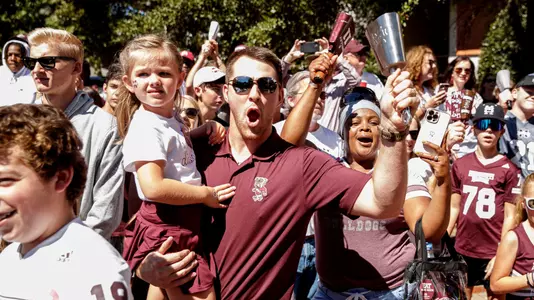 STARKVILLE, MS - October 01, 2022 - Mississippi State Fans during Dawg Walk before the game between the Texas A&M Aggies and the Mississippi State Bulldogs at Davis Wade Stadium at Scott Field in Starkville, MS. Photo By Will Porada