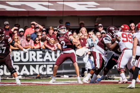 STARKVILLE, MS - October 08, 2022 - Mississippi State Quarterback Will Rogers (#2) during the Homecoming game between the Arkansas Razorbacks and the Mississippi State Bulldogs at Davis Wade Stadium at Scott Field in Starkville, MS. Photo By Kevin Snyder