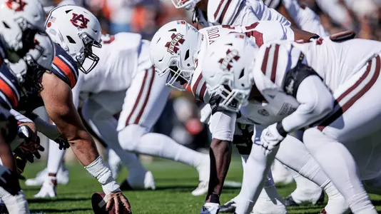 AUBURN, AL - November 13, 2021 - Mississippi State Defensive Lineman Cameron Young (#93) during the game between the Mississippi State Bulldogs and the Auburn Tigers at Jordan-Hare Stadium in Auburn, AL. Photo By Austin Perryman