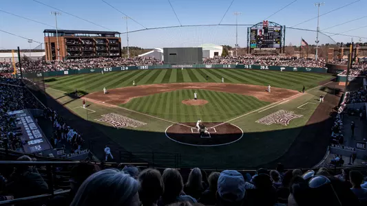STARKVILLE, MS - February 19, 2022 - Panorama of Dudy Noble Field at Polk-Dement Stadium during the game between the Long Beach State Dirtbags and the Mississippi State Bulldogs at Dudy Noble Field at Polk-Dement Stadium in Starkville, MS. Photo By Kevin Snyder