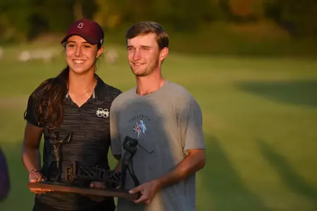 Julia Lopez Ramirez and William Wann at the Blessings Collegiate Invitational on Wednesday, Oct. 5, 2022 after both players won the best ball event.