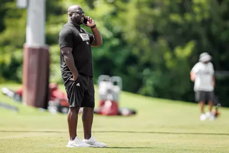 STARKVILLE, MS - August 06, 2022 - Mississippi State Director of Football Recruiting Communications Rod Gibson during a training camp practice at the Leo Seal Jr. Football Complex at Mississippi State University in Starkville, MS. Photo By Austin Perryman