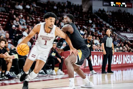 STARKVILLE, MS - November 13, 2022 - Mississippi State Forward Tolu Smith (#1) during the game between the University of Arkansas at Pine Bluff Golden Lions and the Mississippi State Bulldogs at Humphrey Coliseum in Starkville, MS. Photo By Ivy Ball