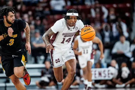 STARKVILLE, MS - November 13, 2022 - Mississippi State Forward Tyler Stevenson (#14) during the game between the Arkansas-Pine Bluff Golden Lions and the Mississippi State Bulldogs at Humphrey Coliseum in Starkville, MS. Photo By Kevin Snyder