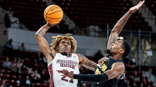 STARKVILLE, MS - November 13, 2022 - \mb during the game between the Arkansas-Pine Bluff Golden Lions and the Mississippi State Bulldogs at Humphrey Coliseum in Starkville, MS. Photo By Kevin Snyder