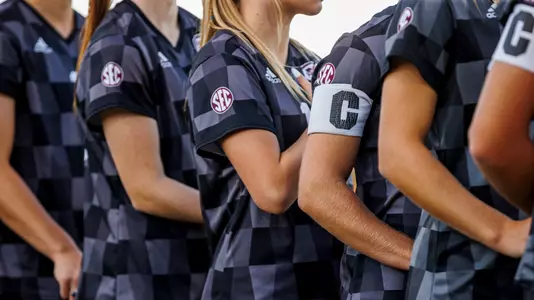 OXFORD, MS - October 13, 2022 - Captainâ??s arm band before the Magnolia Cup Game between the Mississippi State Bulldogs and the Ole Miss Rebels at Ole Miss Soccer Stadium in Oxford, MS. Photo By Kevin Snyder