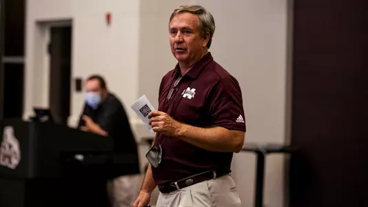 STARKVILLE, MS - July 23, 2021 - Senior Deputy AD/Compliance Bracky Brett during a vaccine education session for student athletes and athletics staff at the Leo Seal Jr. Football Complex at Mississippi State University in Starkville, MS. Photo By Chamberlain Smith