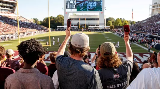 STARKVILLE, MS - October 01, 2022 - Mississippi State Fans during the game between the Texas A&M Aggies and the Mississippi State Bulldogs at Davis Wade Stadium at Scott Field in Starkville, MS. Photo By Will Porada