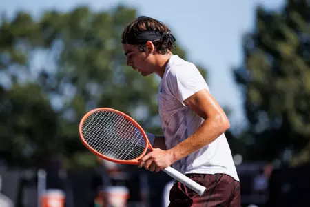 STARKVILLE, MS - October 10, 2022 - Mississippi State's Nemanja Malesevic during practice at the AJ Pitts Tennis Centre in Starkville, MS. Photo By Mike Mattina