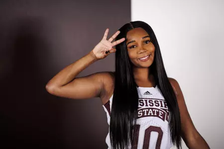 STARKVILLE, MS - October 05, 2022 - Mississippi State Guard Aislynn Hayes (#10) during Women’s Basketball production day at Humphrey Coliseum in Starkville, MS. Photo By Mike Mattina